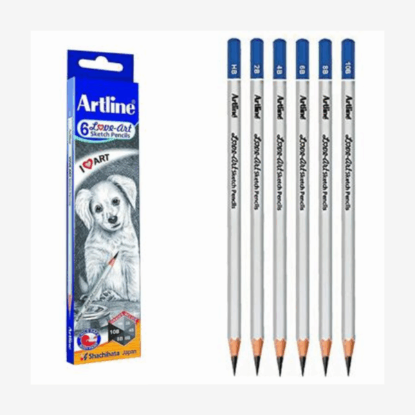 Artline HB, 2B, 4B, 6B, 8B, 10B Sketch Pencil 6Pcs Set